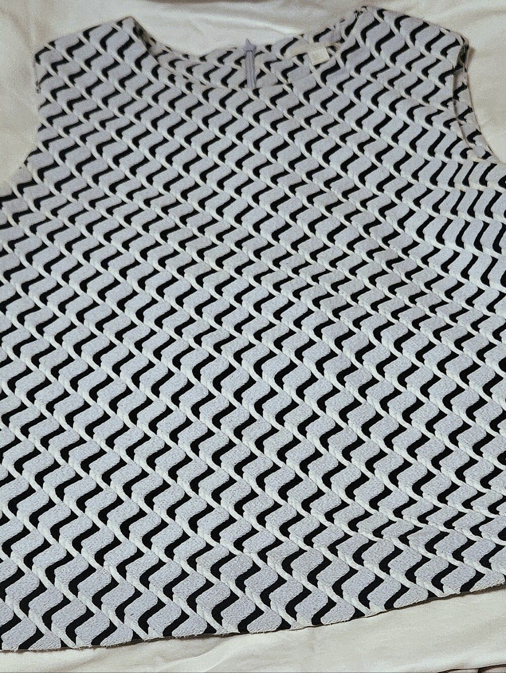 COS pale Blue W/ Black and Cream Geometric Sleeveless Top
